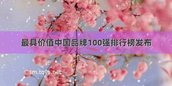 最具价值中国品牌100强排行榜发布