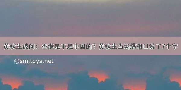 黄秋生被问：香港是不是中国的？黄秋生当场爆粗口说了7个字