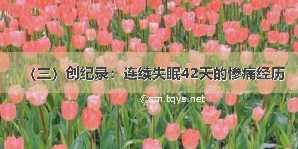 （三）创纪录：连续失眠42天的惨痛经历