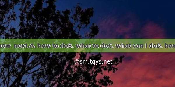I don’t know  next.A. how to doB. what to doC. what can I doD. how I can do
