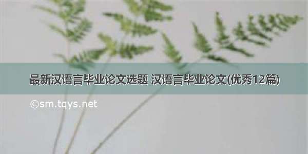 最新汉语言毕业论文选题 汉语言毕业论文(优秀12篇)