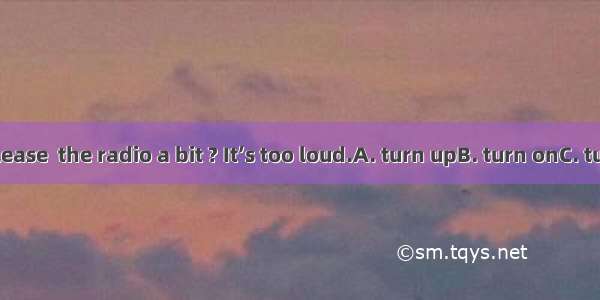 Could you please  the radio a bit ? It’s too loud.A. turn upB. turn onC. turn offD. turn