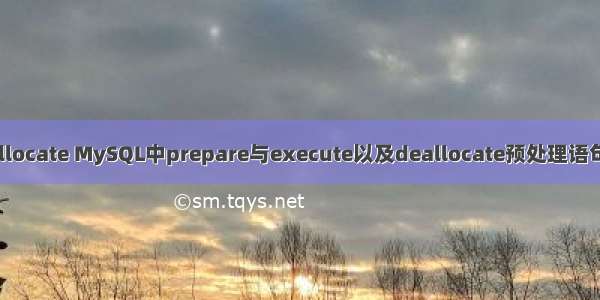 mysql deallocate MySQL中prepare与execute以及deallocate预处理语句的使用教程