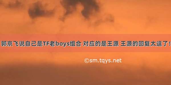 郭京飞说自己是TF老boys组合 对应的是王源 王源的回复太逗了！