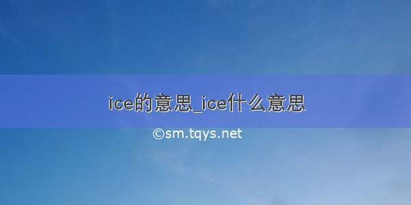 ice的意思_ice什么意思