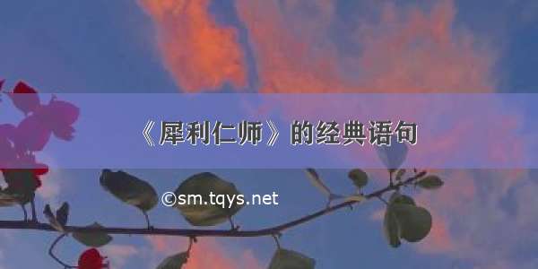 《犀利仁师》的经典语句