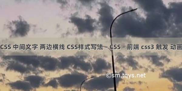 CSS 中间文字 两边横线 CSS样式写法 – CSS – 前端 css3 触发 动画