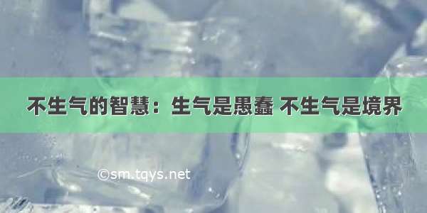 不生气的智慧：生气是愚蠢 不生气是境界