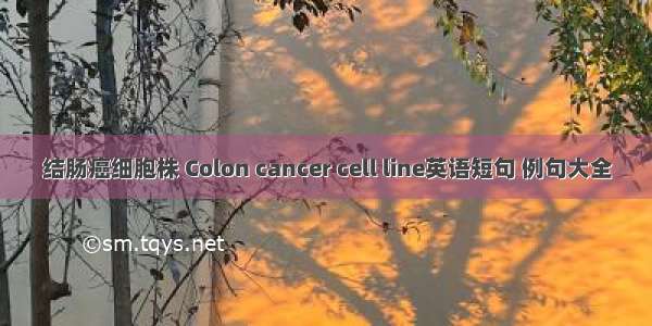结肠癌细胞株 Colon cancer cell line英语短句 例句大全