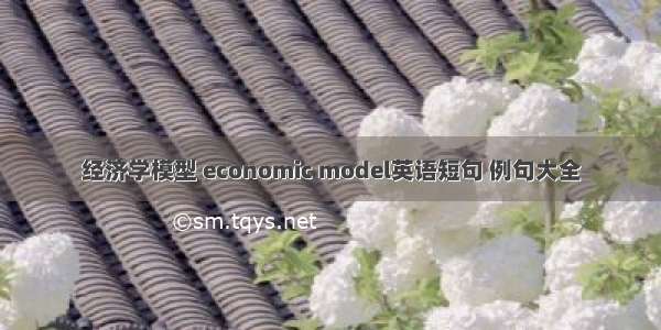 经济学模型 economic model英语短句 例句大全