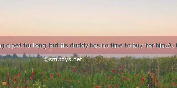 Tom is expecting a pet for long  but his daddy has no time to buy  for him.A. itB. oneC. t