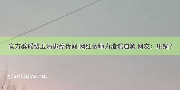 官方辟谣费玉清患癌传闻 网红帝师为造谣道歉 网友：甩锅？