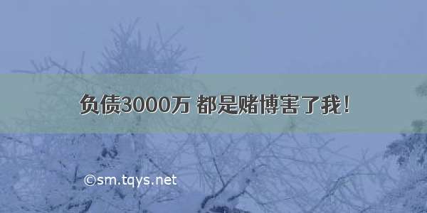 负债3000万 都是赌博害了我！