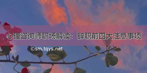 心理咨询师职场解读：辞职前四大注意事项