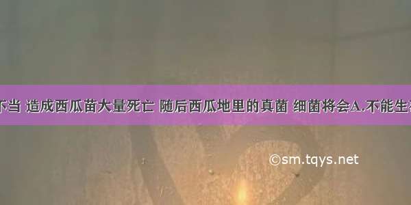 由于施肥不当 造成西瓜苗大量死亡 随后西瓜地里的真菌 细菌将会A.不能生存B.数量下