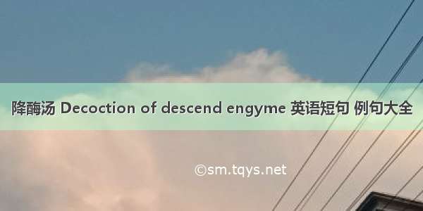 降酶汤 Decoction of descend engyme 英语短句 例句大全