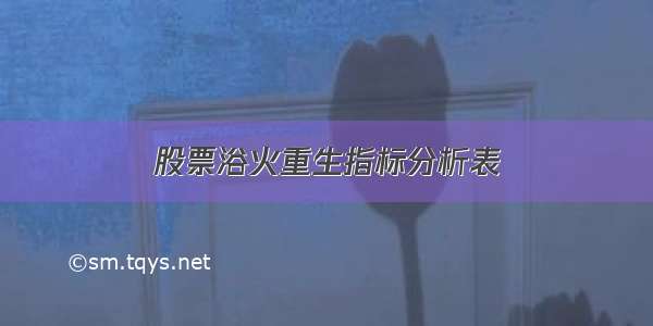 股票浴火重生指标分析表