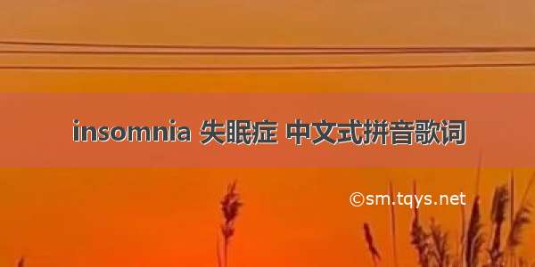 insomnia 失眠症 中文式拼音歌词