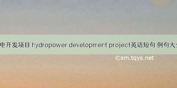 水电开发项目 hydropower development project英语短句 例句大全