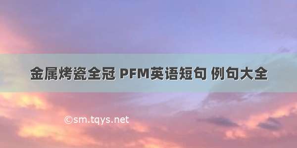 金属烤瓷全冠 PFM英语短句 例句大全