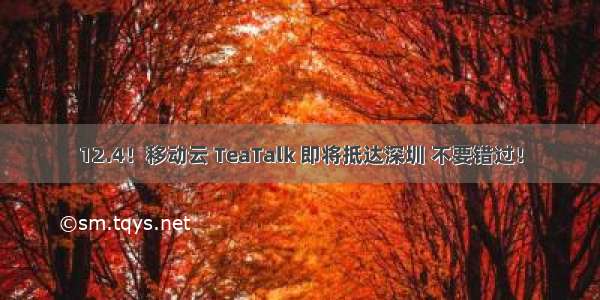 12.4！移动云 TeaTalk 即将抵达深圳 不要错过！