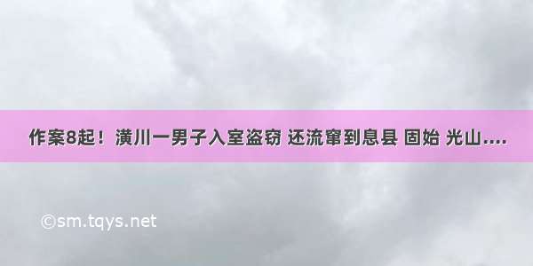 作案8起！潢川一男子入室盗窃 还流窜到息县 固始 光山....