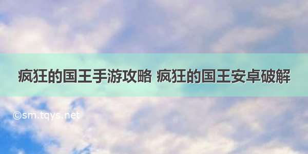 疯狂的国王手游攻略 疯狂的国王安卓破解