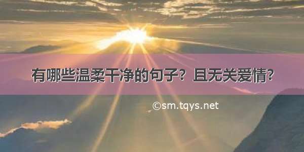 有哪些温柔干净的句子？且无关爱情？