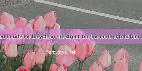 The boy wanted to ride his bicycle in the street  but his mother told him . A. not toB. no