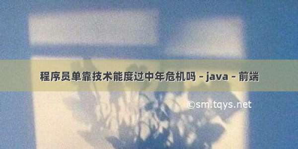 程序员单靠技术能度过中年危机吗 – java – 前端