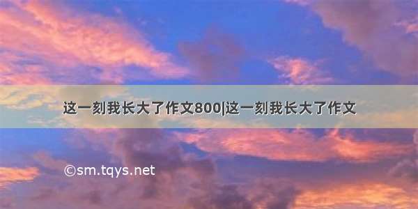 这一刻我长大了作文800|这一刻我长大了作文