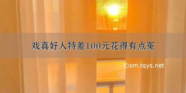 戏真好人特差100元花得有点冤