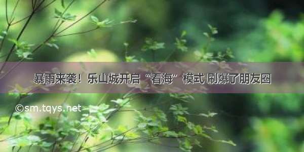 暴雨来袭！乐山城开启“看海”模式 刷爆了朋友圈