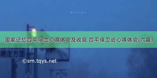 国家记忆四平浴血心得体会及收获 四平保卫战心得体会(六篇)