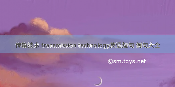 传输技术 transmission technology英语短句 例句大全