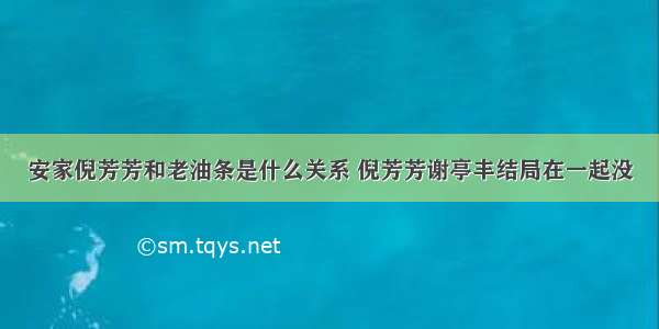 安家倪芳芳和老油条是什么关系 倪芳芳谢亭丰结局在一起没