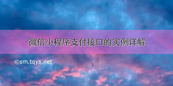 微信小程序支付接口的实例详解