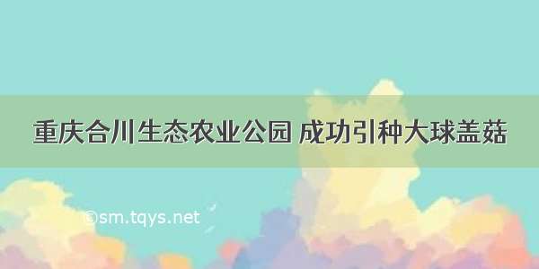 重庆合川生态农业公园 成功引种大球盖菇