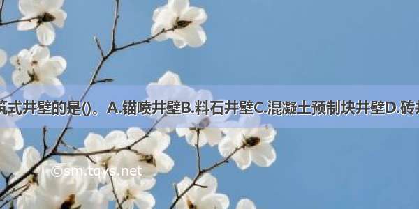 不属于砌筑式井壁的是()。A.锚喷井壁B.料石井壁C.混凝土预制块井壁D.砖井壁ABCD