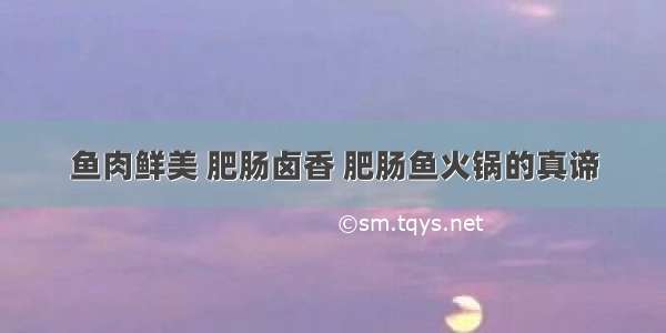 鱼肉鲜美 肥肠卤香 肥肠鱼火锅的真谛