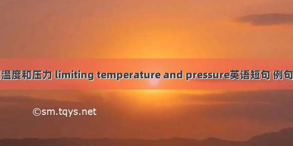 极限温度和压力 limiting temperature and pressure英语短句 例句大全