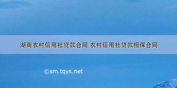 湖南农村信用社贷款合同 农村信用社贷款担保合同