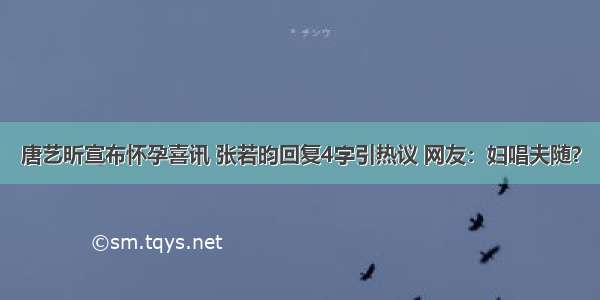 唐艺昕宣布怀孕喜讯 张若昀回复4字引热议 网友：妇唱夫随？