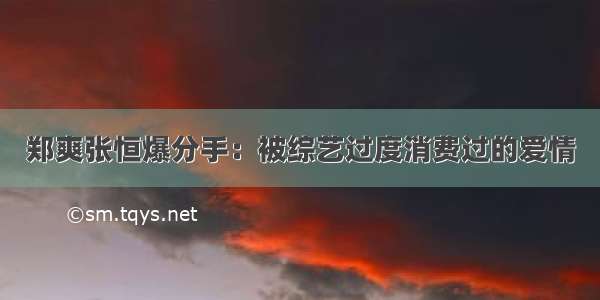 郑爽张恒爆分手：被综艺过度消费过的爱情