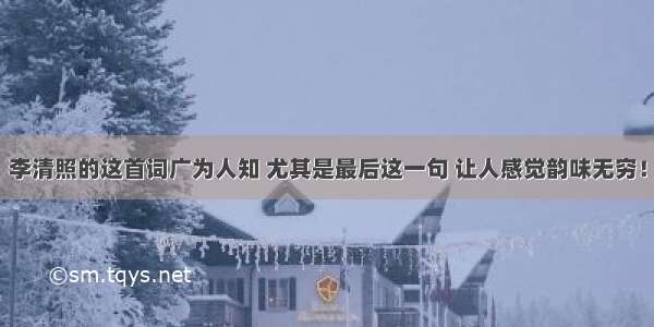 李清照的这首词广为人知 尤其是最后这一句 让人感觉韵味无穷！