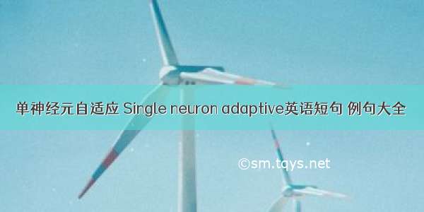 单神经元自适应 Single neuron adaptive英语短句 例句大全