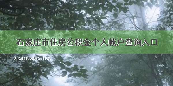 石家庄市住房公积金个人帐户查询入口