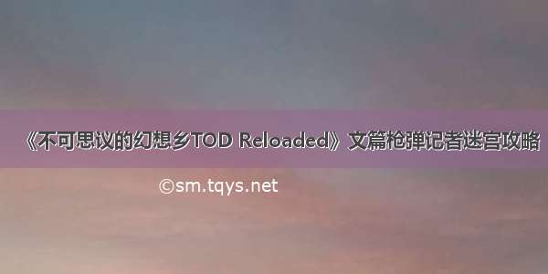 《不可思议的幻想乡TOD Reloaded》文篇枪弹记者迷宫攻略