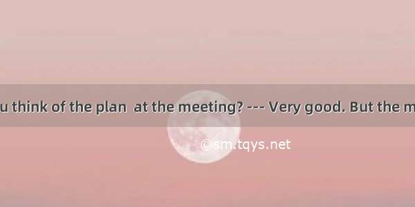 --- What do you think of the plan  at the meeting? --- Very good. But the most important i