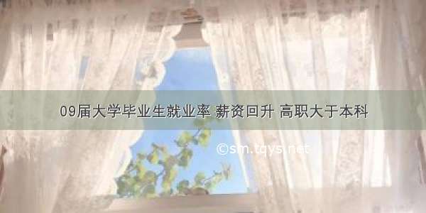 09届大学毕业生就业率 薪资回升 高职大于本科